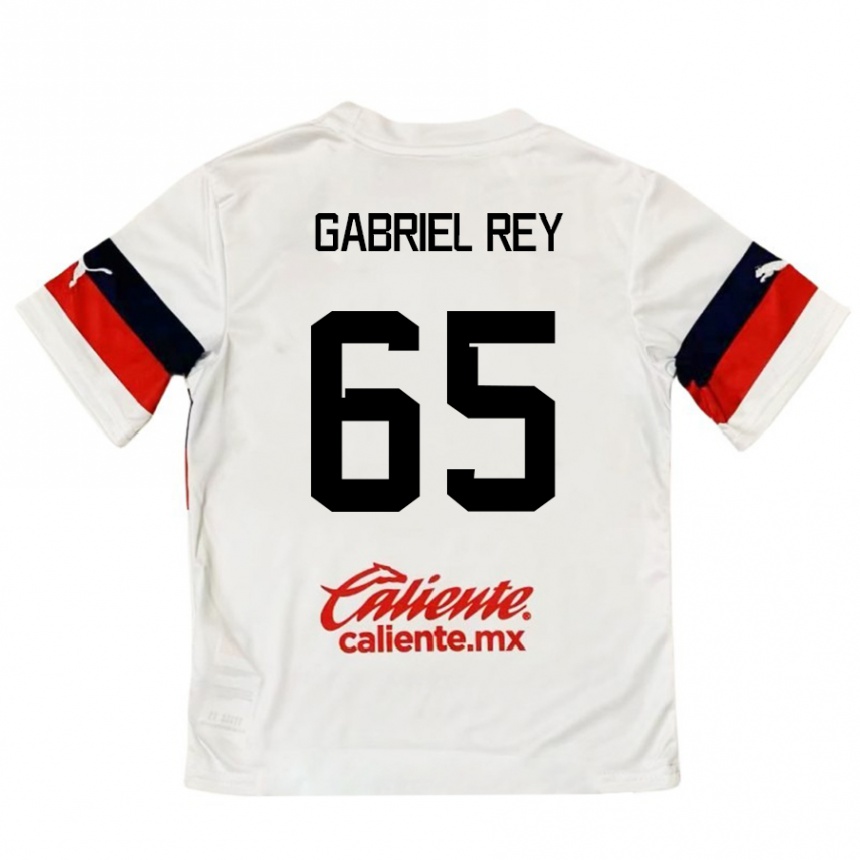 Kids Football Luis Gabriel Rey #65 White Red Away Jersey 2024/25 T-Shirt Uk