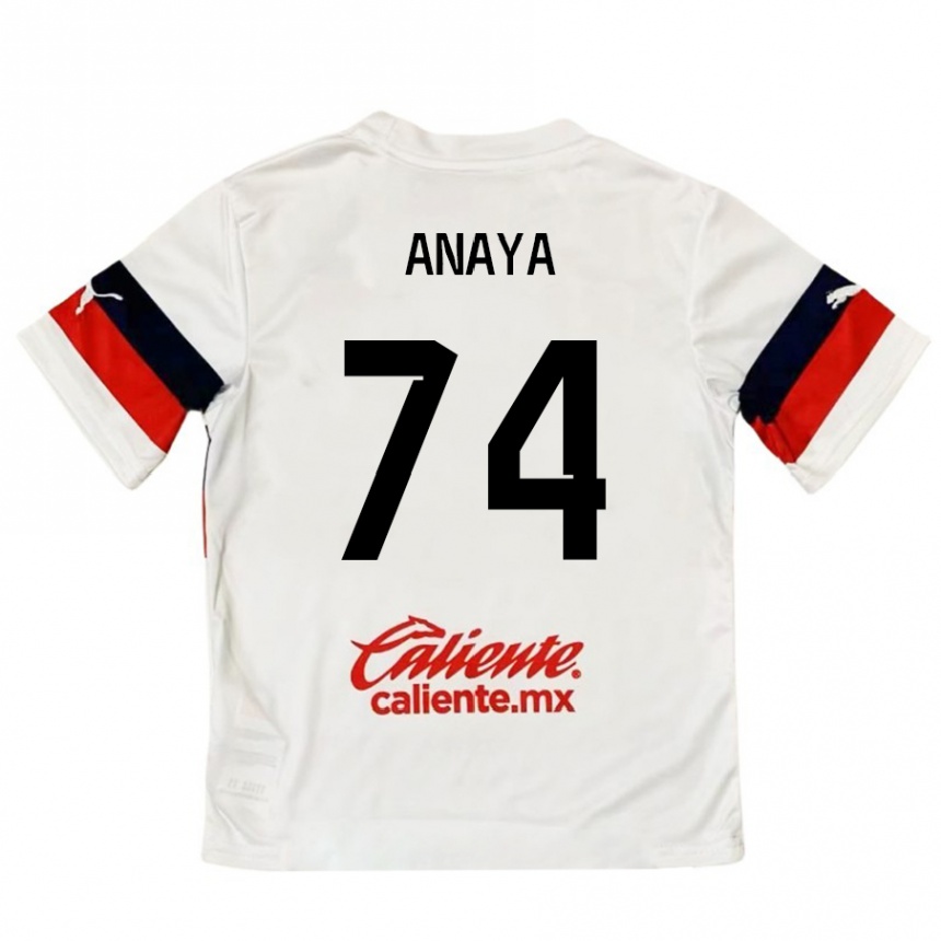 Kids Football Mario Anaya #74 White Red Away Jersey 2024/25 T-Shirt Uk