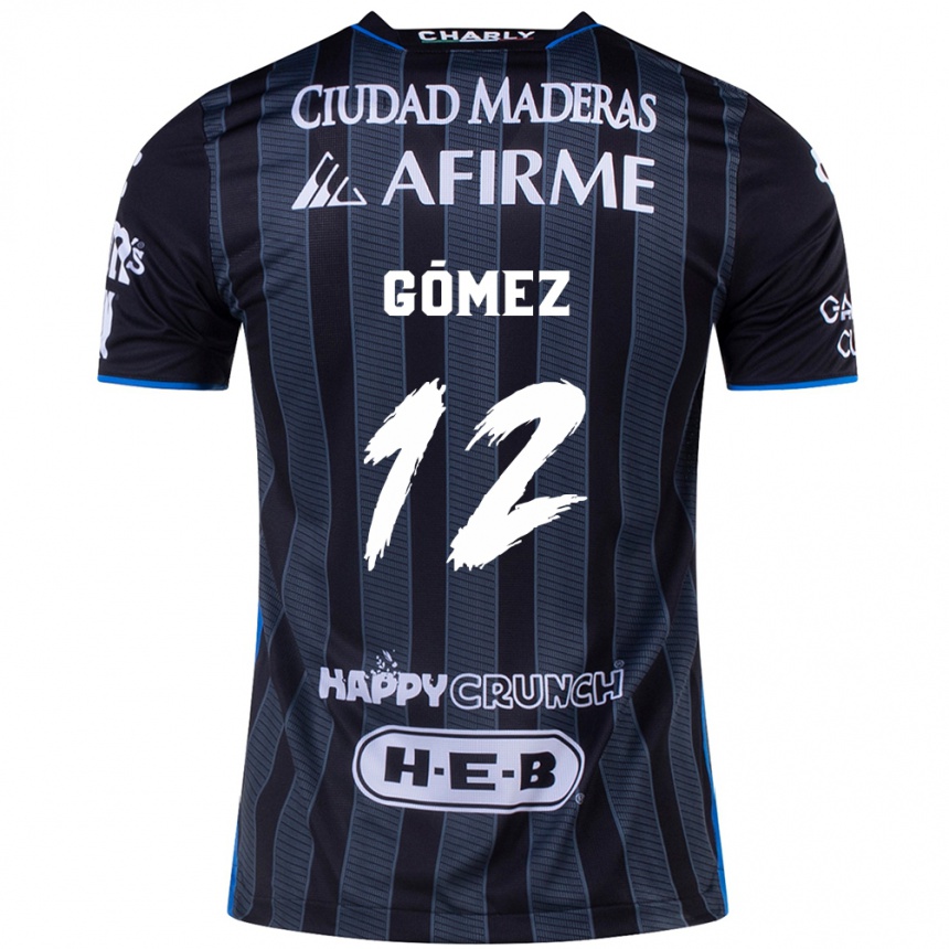 Kids Football Jaime Gómez #12 White Black Away Jersey 2024/25 T-Shirt Uk