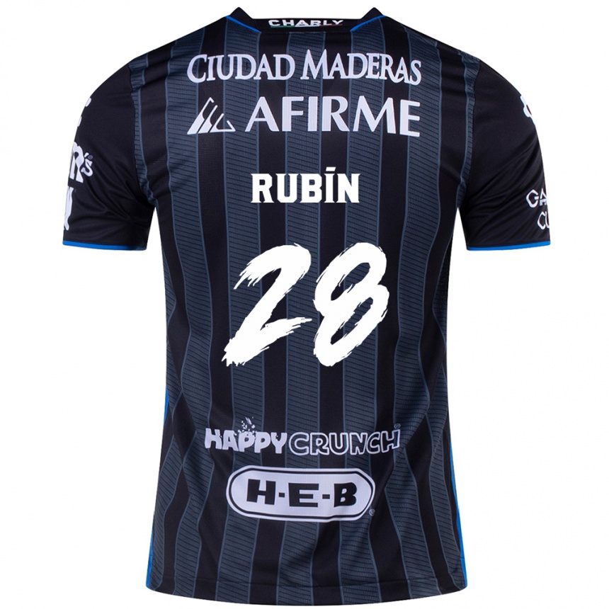 Kids Football Rubio Rubín #28 White Black Away Jersey 2024/25 T-Shirt Uk