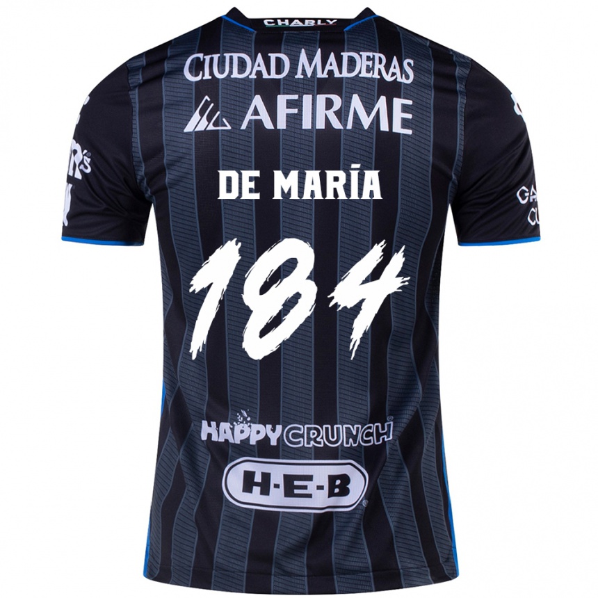 Kids Football Antonio De María Y Campos #184 White Black Away Jersey 2024/25 T-Shirt Uk