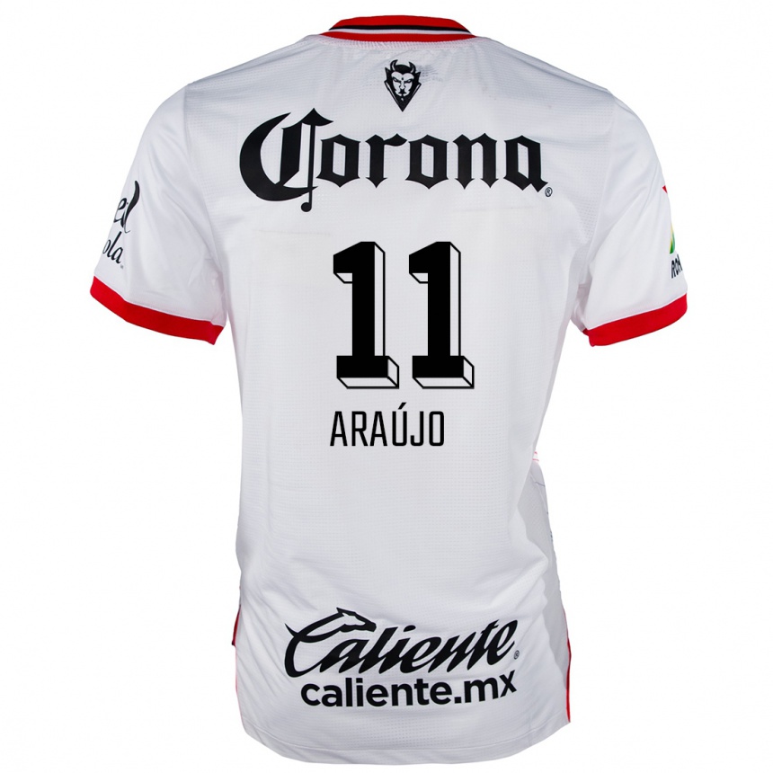 Kids Football Maximiliano Araújo #11 White Red Away Jersey 2024/25 T-Shirt Uk