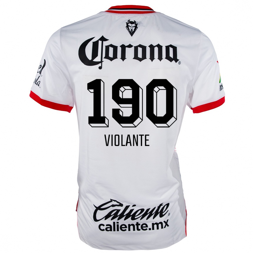 Kids Football Isaías Violante #190 White Red Away Jersey 2024/25 T-Shirt Uk