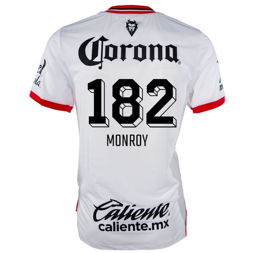 Kids Football Brayan Monroy #182 White Red Away Jersey 2024/25 T-Shirt Uk