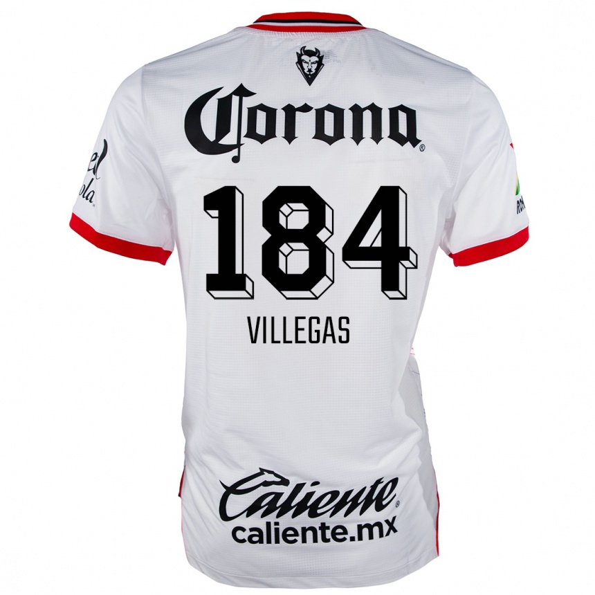 Kids Football Abraham Villegas #184 White Red Away Jersey 2024/25 T-Shirt Uk