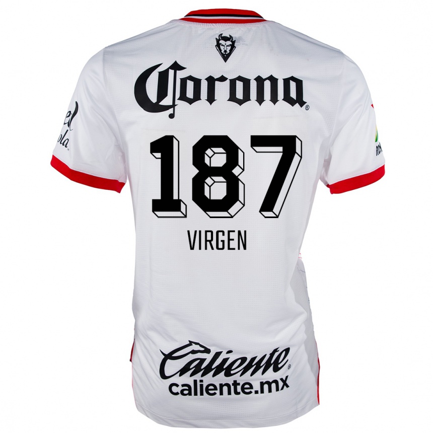 Kids Football Oswaldo Virgen #187 White Red Away Jersey 2024/25 T-Shirt Uk