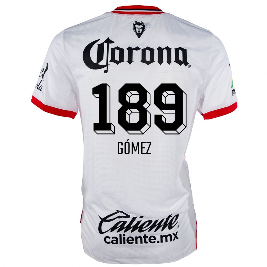 Kids Football Enrique Gómez #189 White Red Away Jersey 2024/25 T-Shirt Uk