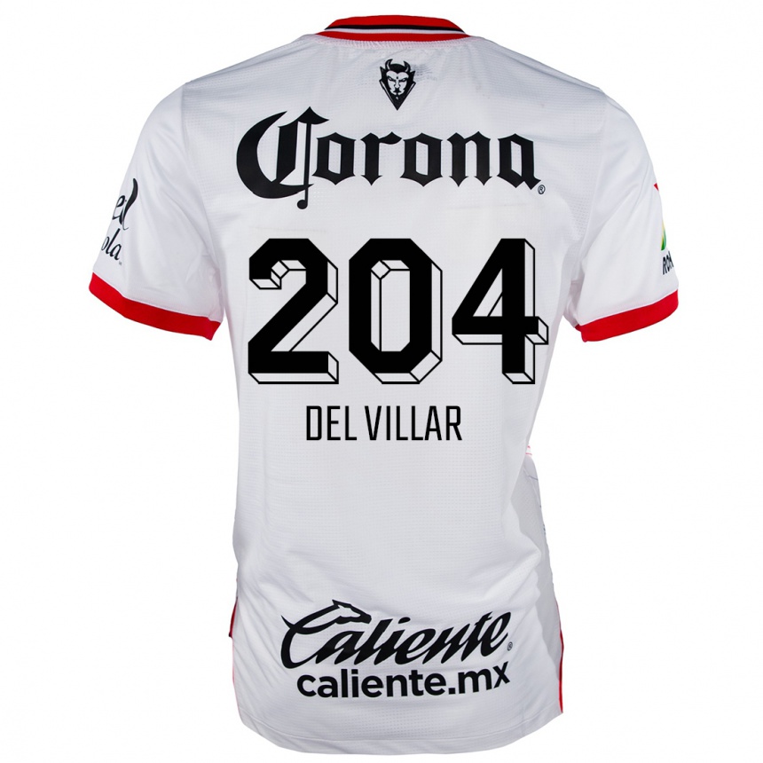 Kids Football Everardo Del Villar #204 White Red Away Jersey 2024/25 T-Shirt Uk