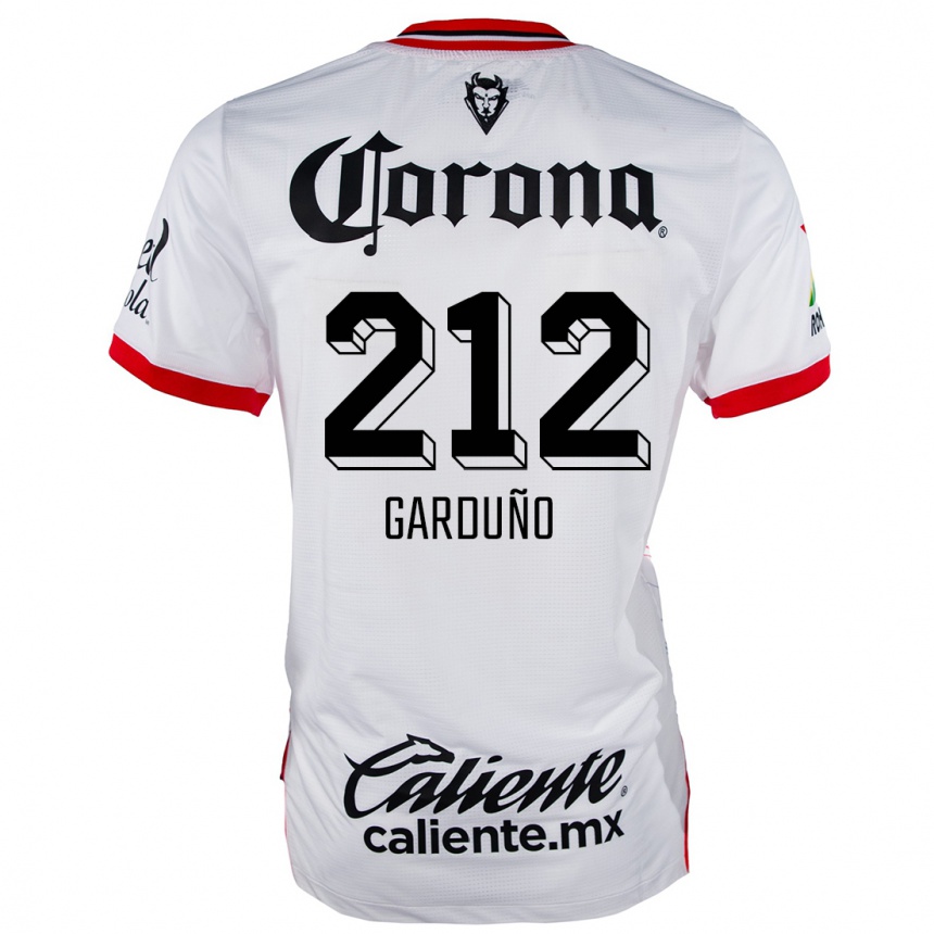 Kids Football Carlos Garduño #212 White Red Away Jersey 2024/25 T-Shirt Uk