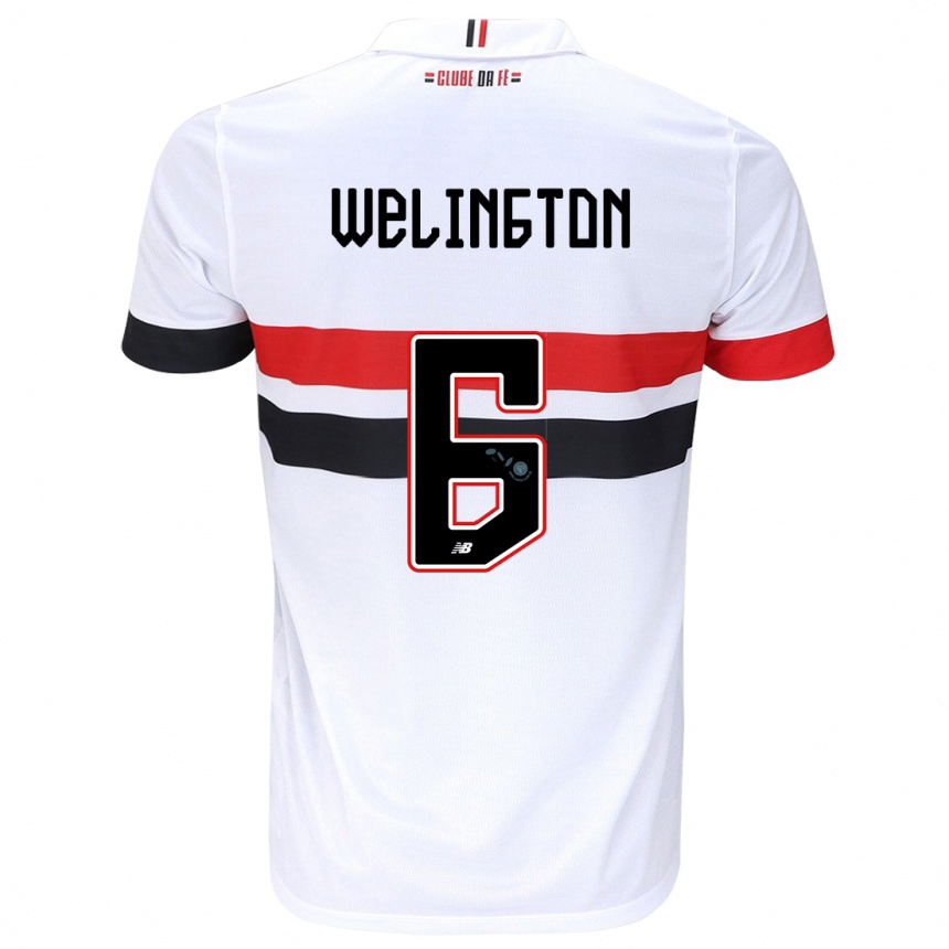 Men Football Welington #6 White Red Black Home Jersey 2024/25 T-Shirt Uk