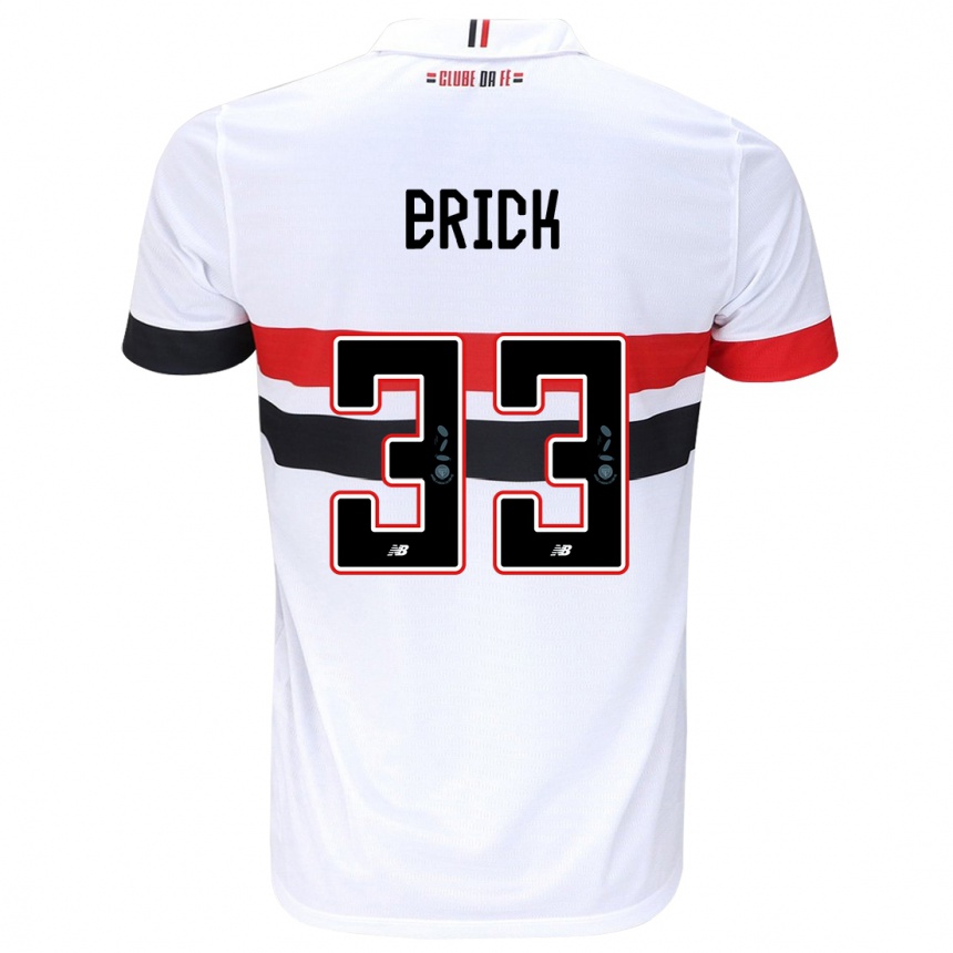 Men Football Erick #33 White Red Black Home Jersey 2024/25 T-Shirt Uk