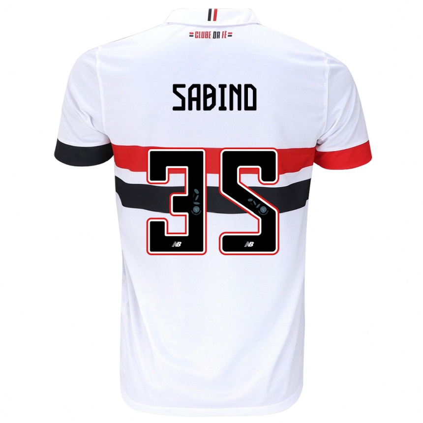 Men Football Sabino #35 White Red Black Home Jersey 2024/25 T-Shirt Uk