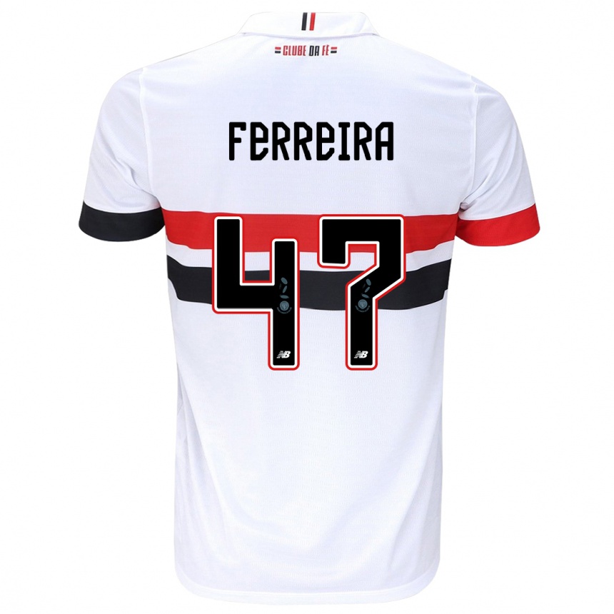 Men Football Ferreira #47 White Red Black Home Jersey 2024/25 T-Shirt Uk