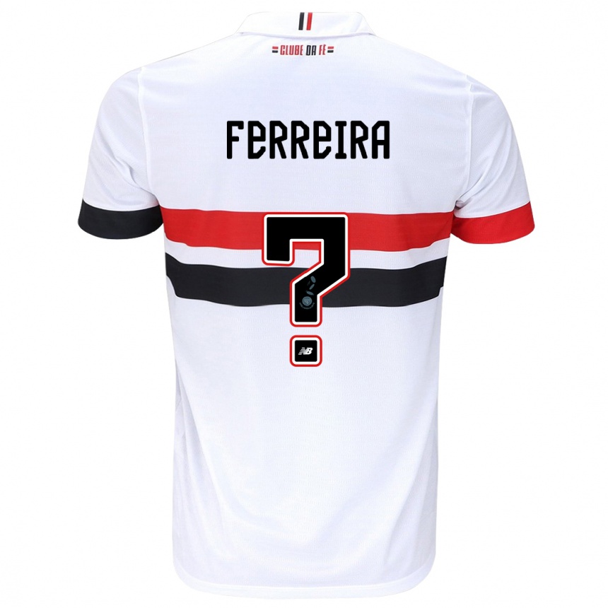 Men Football Lucas Ferreira #0 White Red Black Home Jersey 2024/25 T-Shirt Uk