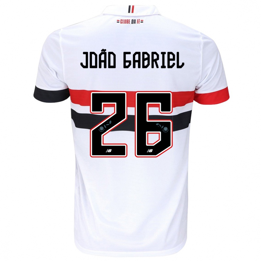 Men Football João Gabriel #26 White Red Black Home Jersey 2024/25 T-Shirt Uk