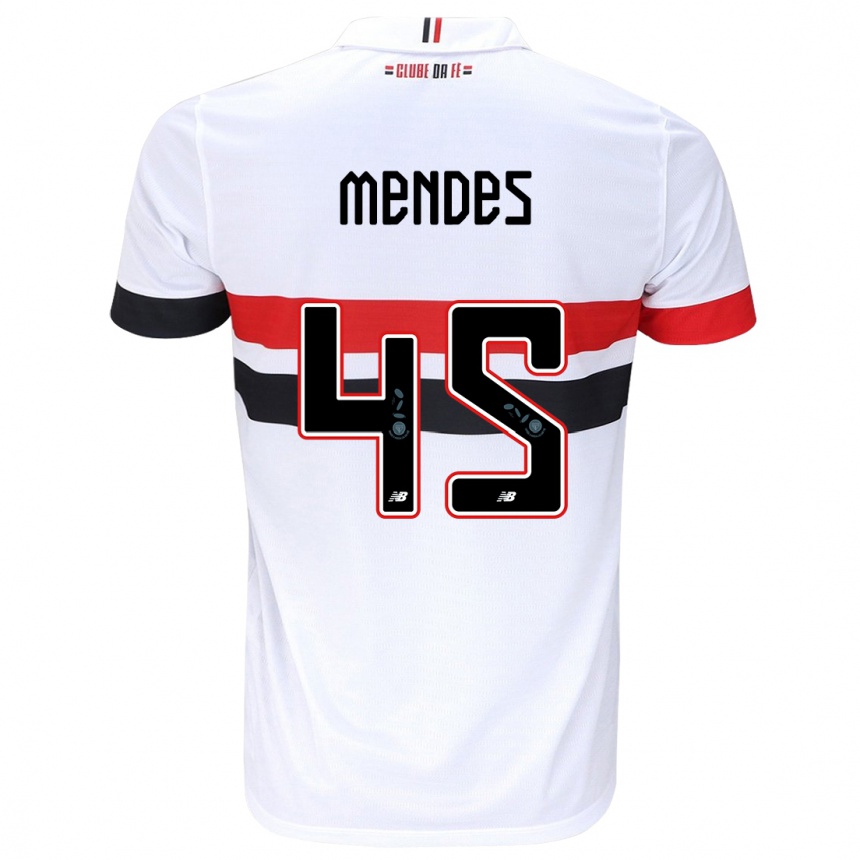 Men Football Nathan Mendes #45 White Red Black Home Jersey 2024/25 T-Shirt Uk