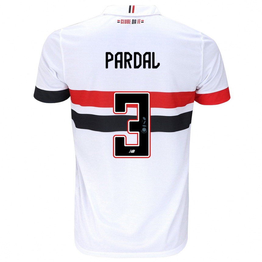 Men Football Pardal #3 White Red Black Home Jersey 2024/25 T-Shirt Uk