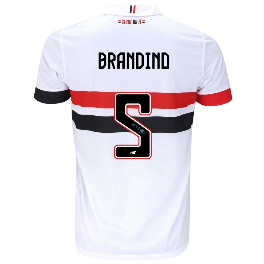 Men Football Kika Brandino #5 White Red Black Home Jersey 2024/25 T-Shirt Uk