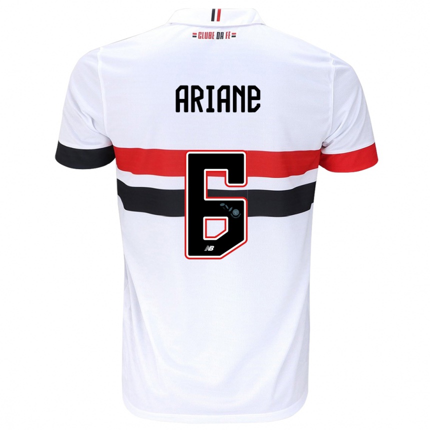 Men Football Ariane #6 White Red Black Home Jersey 2024/25 T-Shirt Uk