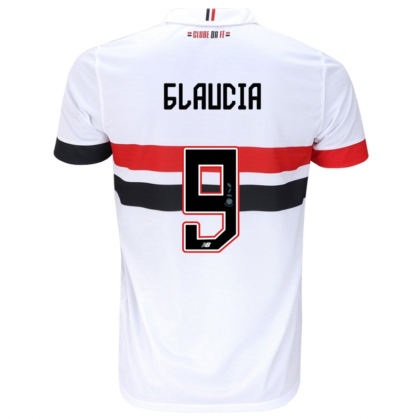 Men Football Glaucia #9 White Red Black Home Jersey 2024/25 T-Shirt Uk