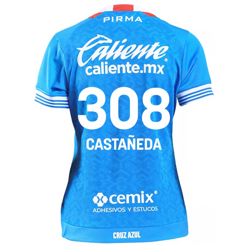 Men Football Emiliano Castañeda #308 Sky Blue Home Jersey 2024/25 T-Shirt Uk