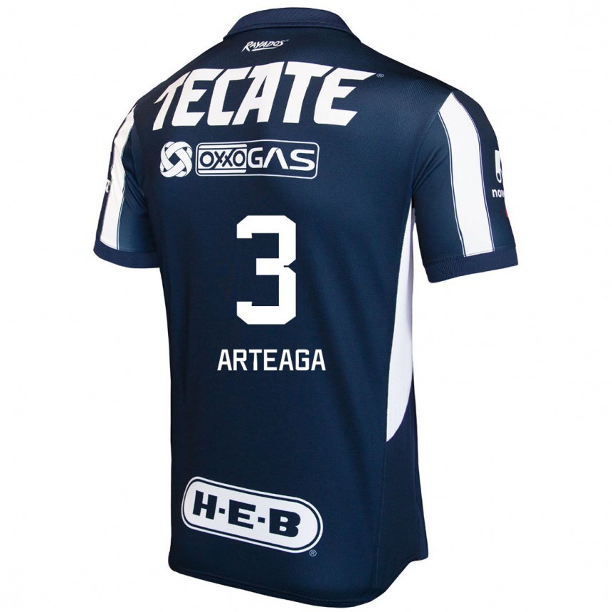 Men Football Gerardo Arteaga #3 Blue Red White Home Jersey 2024/25 T-Shirt Uk