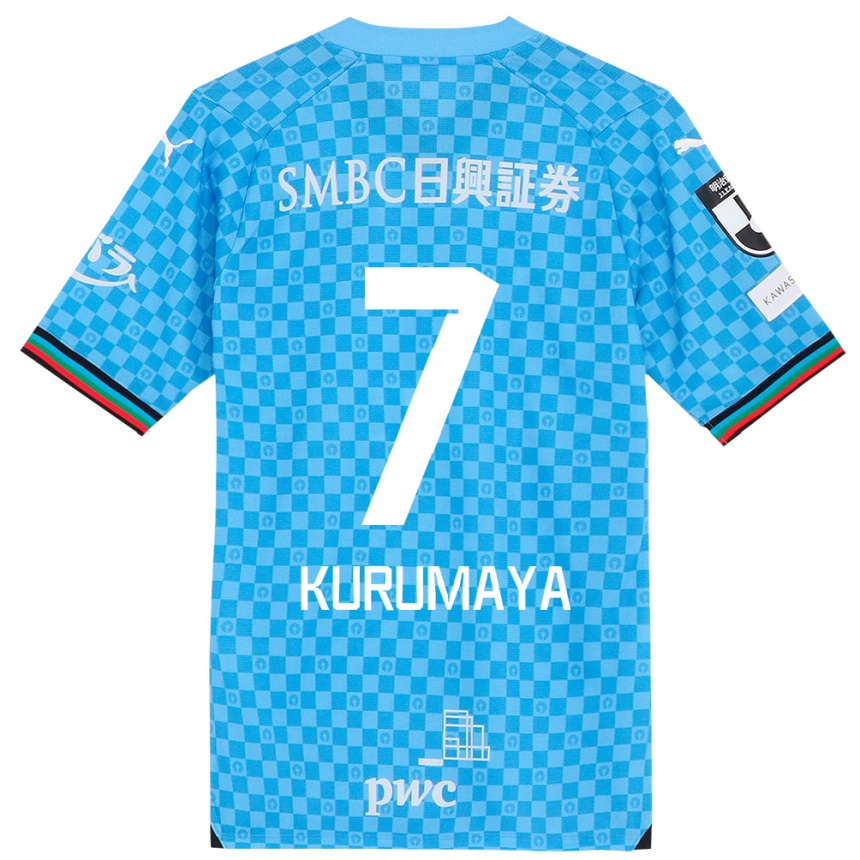 Men Football Shintaro Kurumaya #7 Azure Blue Home Jersey 2024/25 T-Shirt Uk