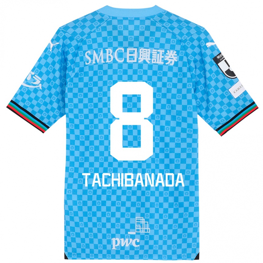 Men Football Kento Tachibanada #8 Azure Blue Home Jersey 2024/25 T-Shirt Uk