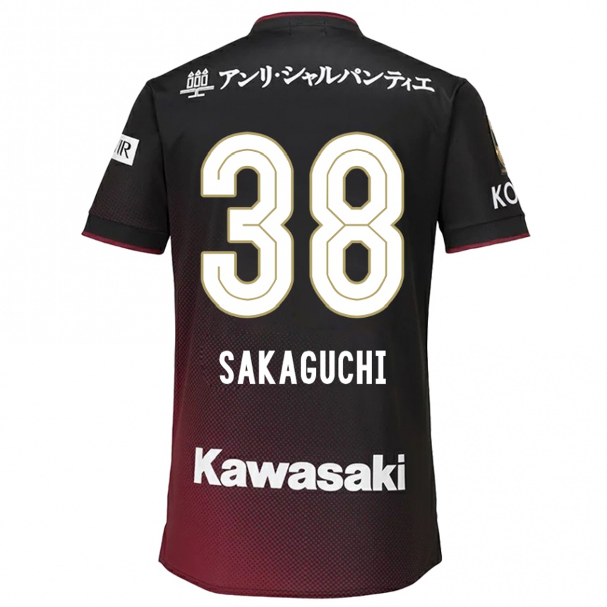 Men Football Yuki Sakaguchi #38 Black Red Home Jersey 2024/25 T-Shirt Uk