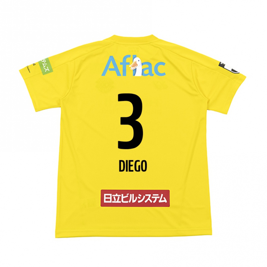 Men Football Diego #3 Yellow Black Home Jersey 2024/25 T-Shirt Uk