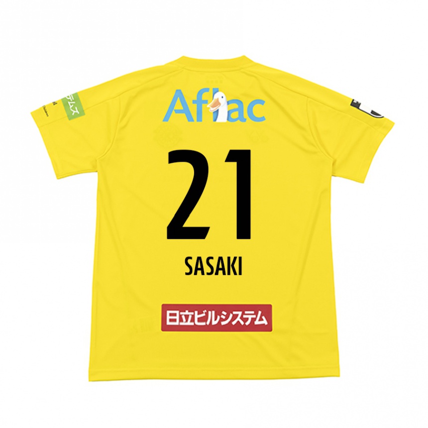 Men Football Masato Sasaki #21 Yellow Black Home Jersey 2024/25 T-Shirt Uk