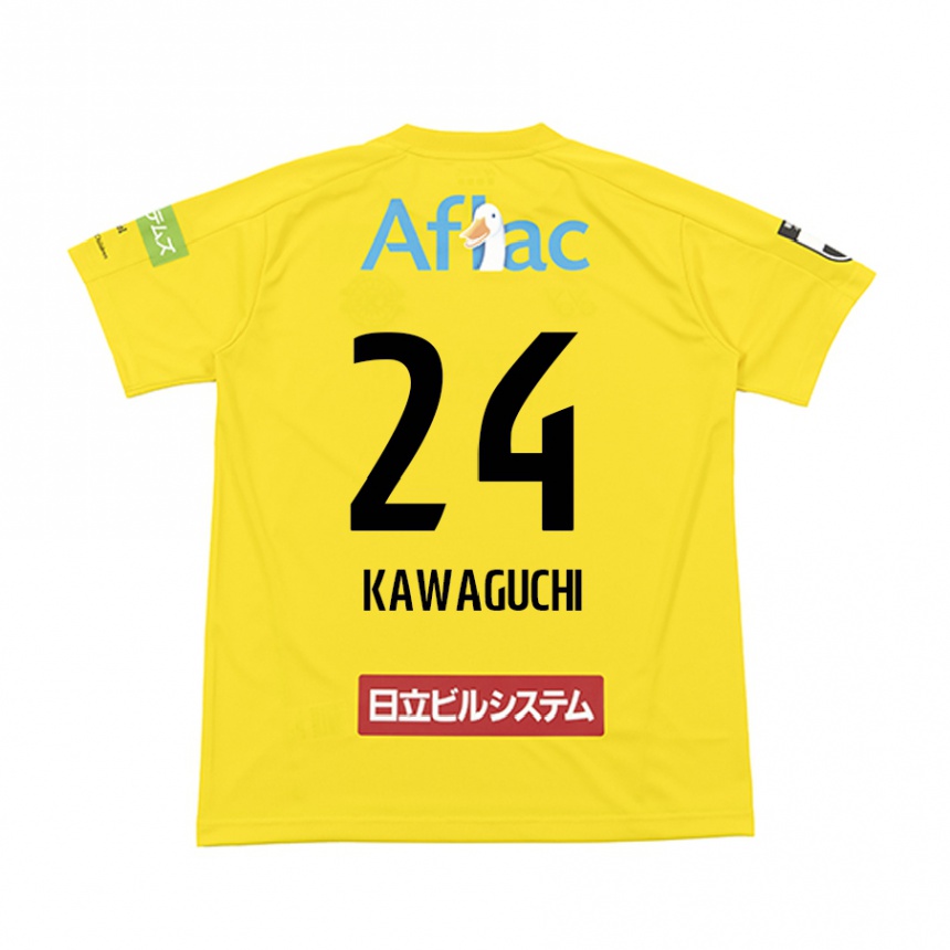 Men Football Naoki Kawaguchi #24 Yellow Black Home Jersey 2024/25 T-Shirt Uk