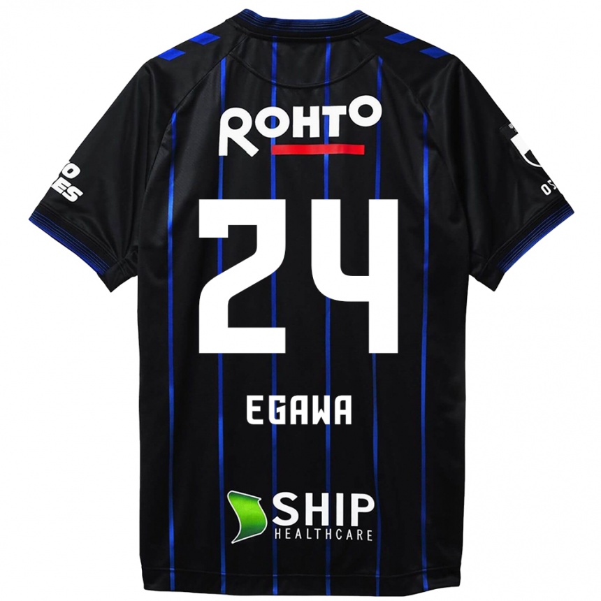 Men Football Yusei Egawa #24 Black Blue Home Jersey 2024/25 T-Shirt Uk