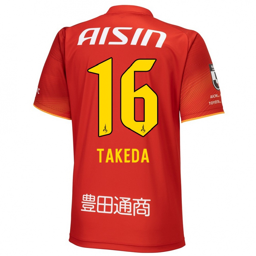 Men Football Yohei Takeda #16 Red White Yellow Home Jersey 2024/25 T-Shirt Uk