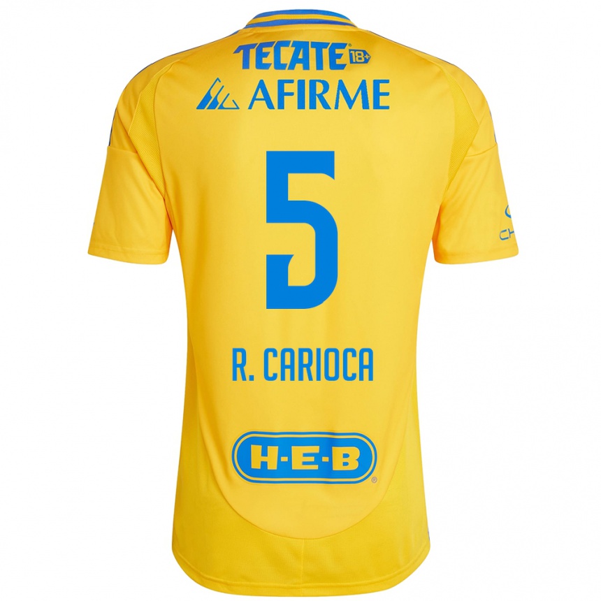 Men Football Rafael Carioca #5 Gold Yellow Home Jersey 2024/25 T-Shirt Uk