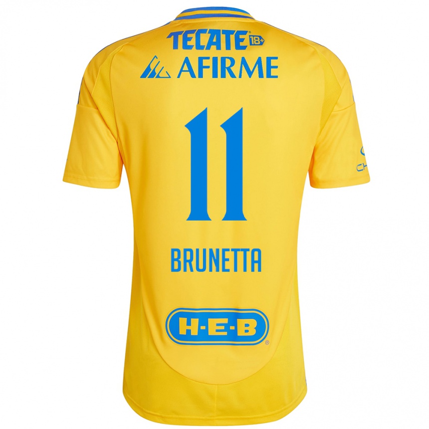 Men Football Juan Brunetta #11 Gold Yellow Home Jersey 2024/25 T-Shirt Uk