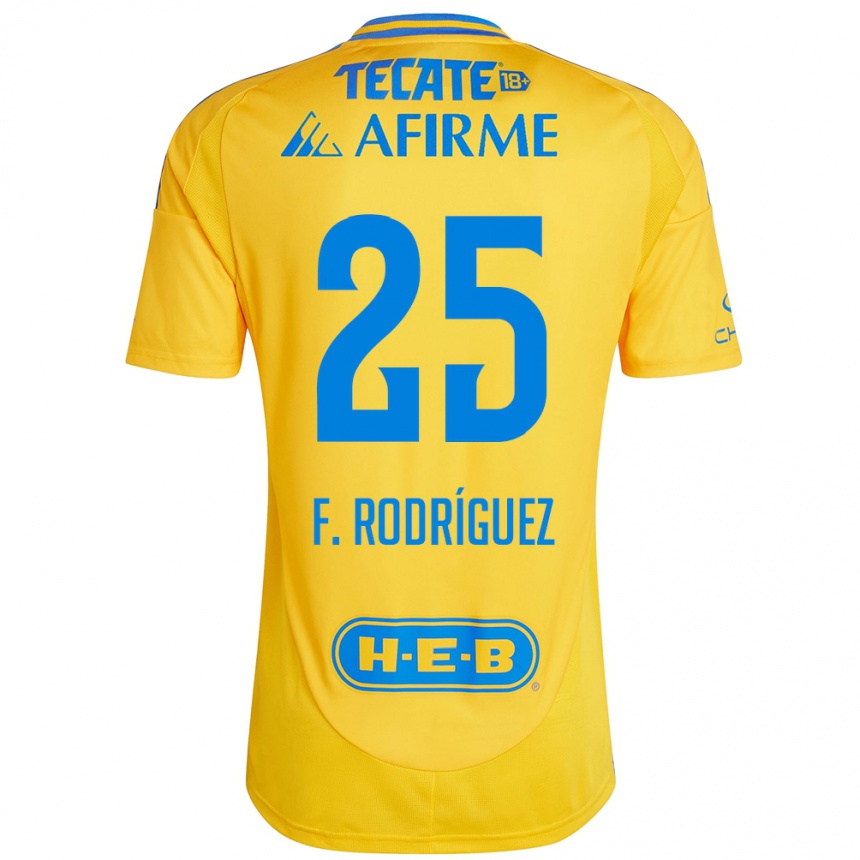 Men Football Felipe Rodríguez #25 Gold Yellow Home Jersey 2024/25 T-Shirt Uk