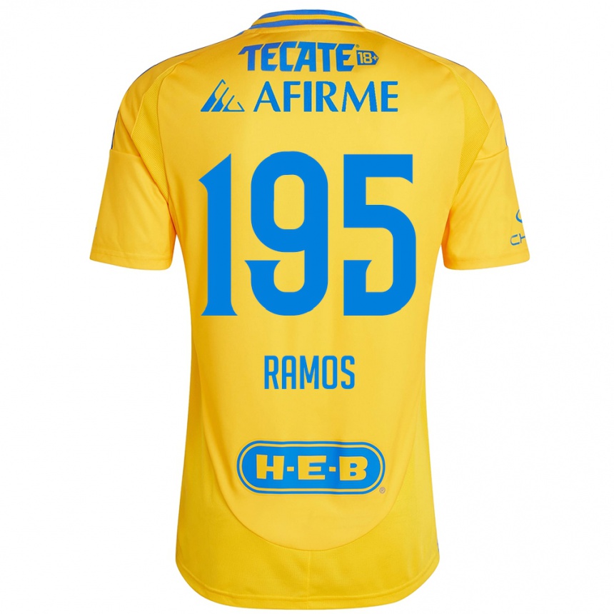 Men Football Rodrigo Ramos #195 Gold Yellow Home Jersey 2024/25 T-Shirt Uk