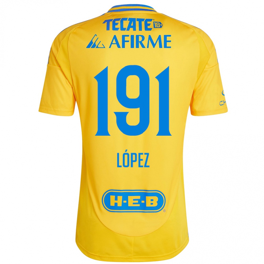 Men Football Adrián López #191 Gold Yellow Home Jersey 2024/25 T-Shirt Uk