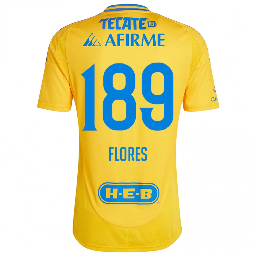 Men Football Rolando Flores #189 Gold Yellow Home Jersey 2024/25 T-Shirt Uk