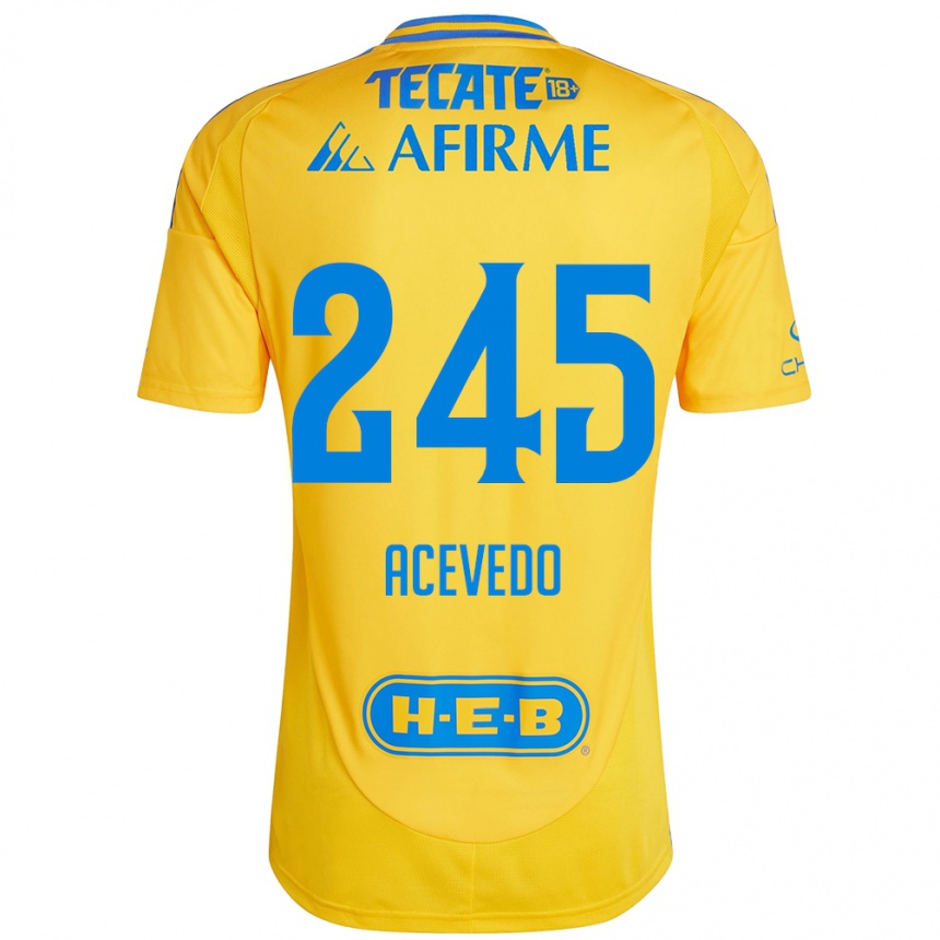 Men Football Kevin Acevedo #245 Gold Yellow Home Jersey 2024/25 T-Shirt Uk