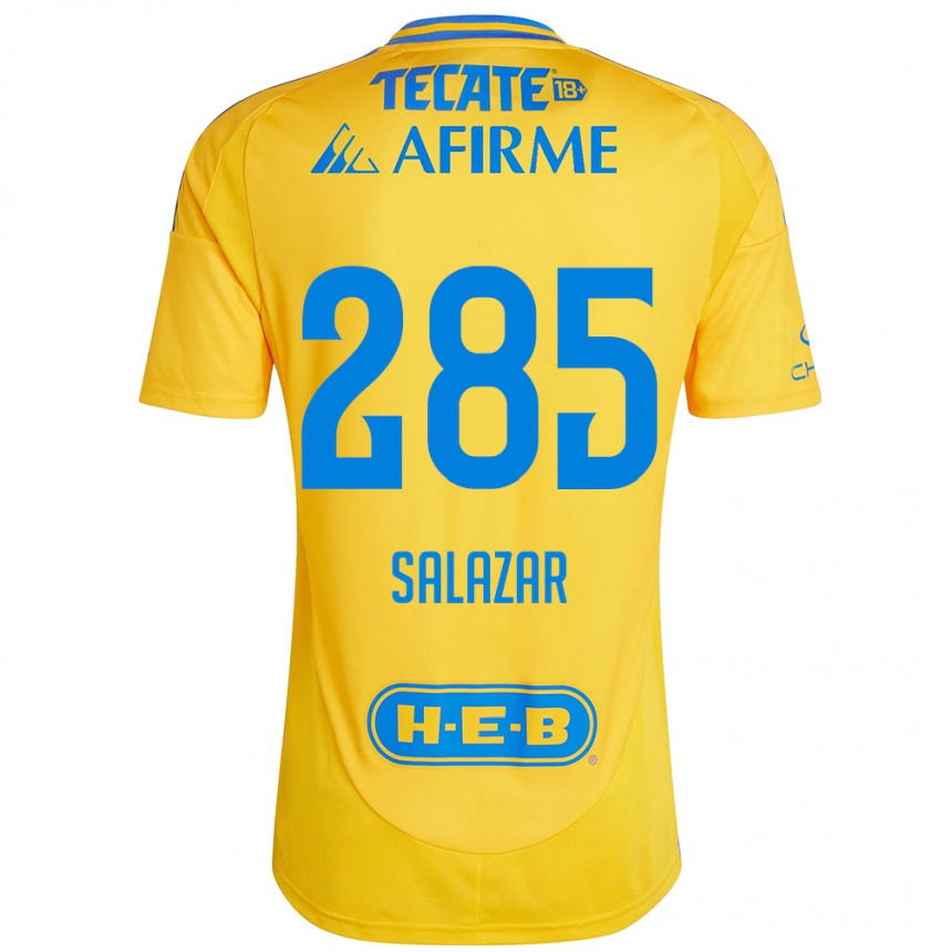 Men Football Bryan Salazar #285 Gold Yellow Home Jersey 2024/25 T-Shirt Uk