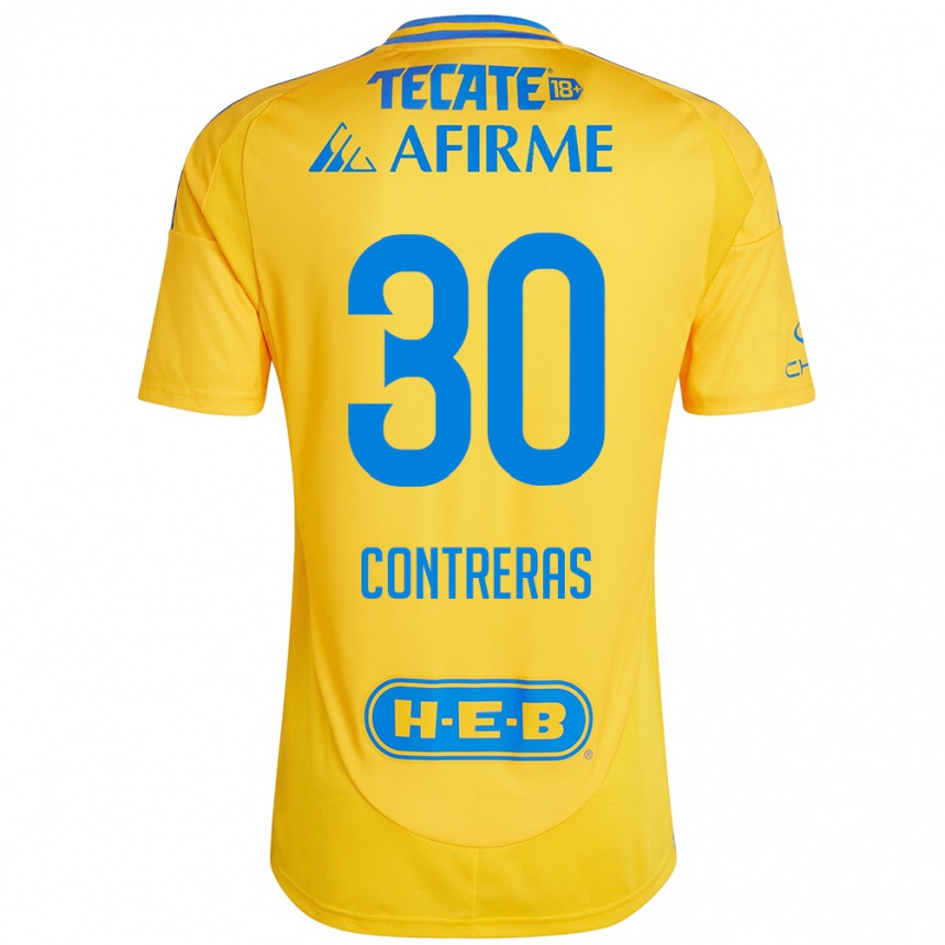 Men Football Lizeth Contreras #30 Gold Yellow Home Jersey 2024/25 T-Shirt Uk