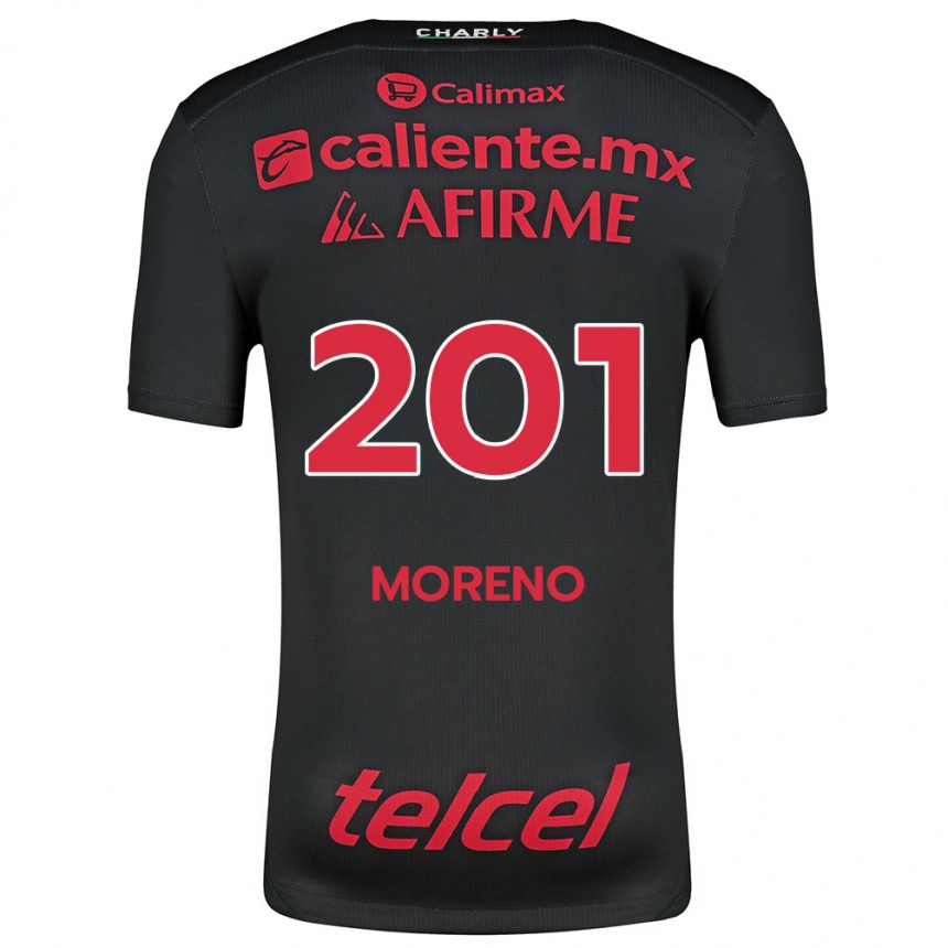 Men Football Jesús Moreno #201 Black Red Home Jersey 2024/25 T-Shirt Uk