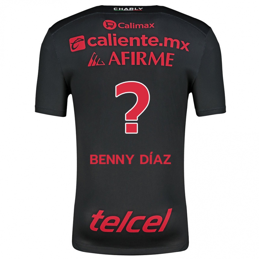 Men Football Benny Díaz #0 Black Red Home Jersey 2024/25 T-Shirt Uk