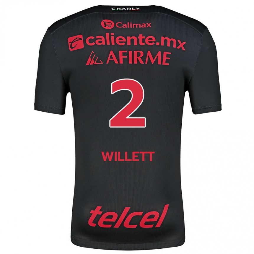 Men Football Adyson Willett #2 Black Red Home Jersey 2024/25 T-Shirt Uk