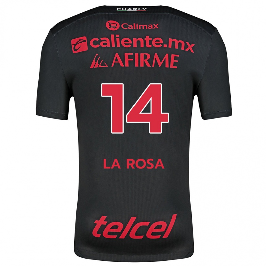 Men Football Joselyn De La Rosa #14 Black Red Home Jersey 2024/25 T-Shirt Uk