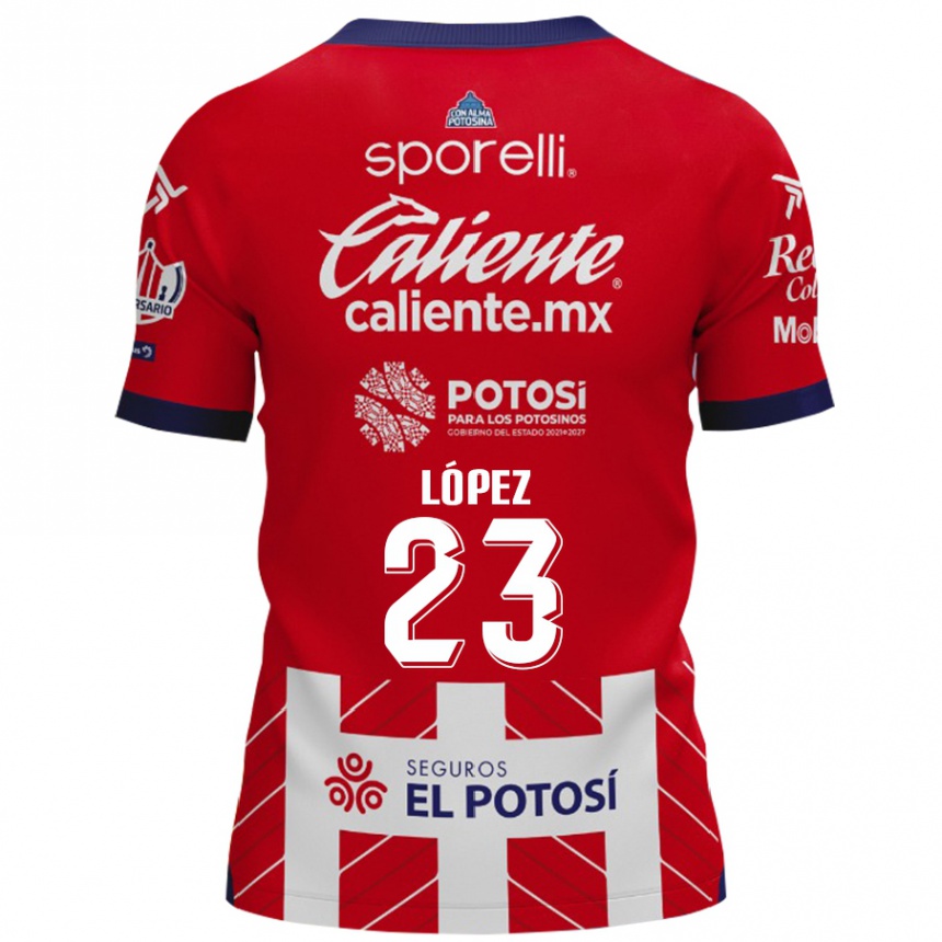 Men Football César López #23 Red White Home Jersey 2024/25 T-Shirt Uk