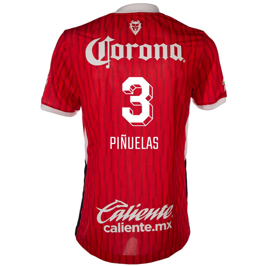 Men Football Fernando Piñuelas #3 Red White Home Jersey 2024/25 T-Shirt Uk