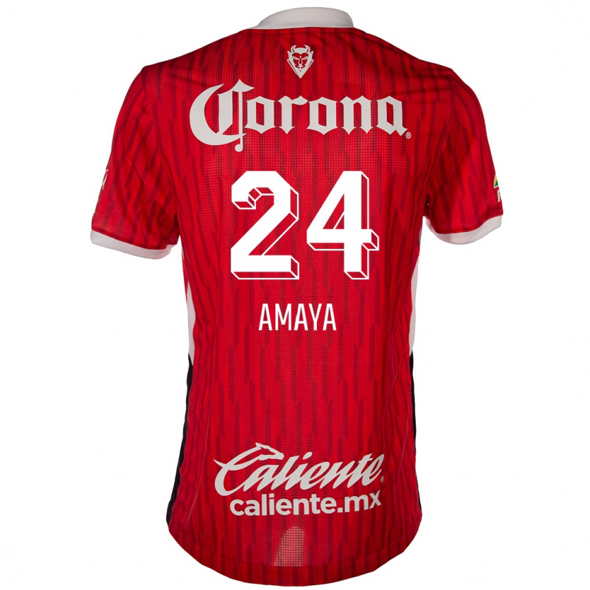 Men Football Frankie Amaya #24 Red White Home Jersey 2024/25 T-Shirt Uk